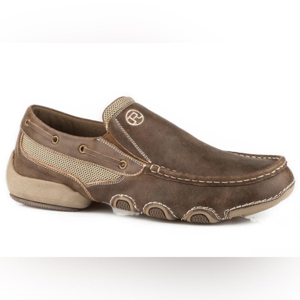 Roper Leather Driving Moc Slip On Boat Shoe Twin Gore Sz 8 1/2 NWT